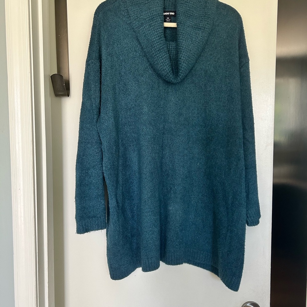 Lands' End Deep Teal Cowl Neck Sweater